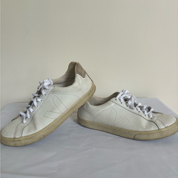 Veja Esplar Shoes Womens 8 White Leather Casual Sneakers Minimalist Lace Up - Picture 1 of 8